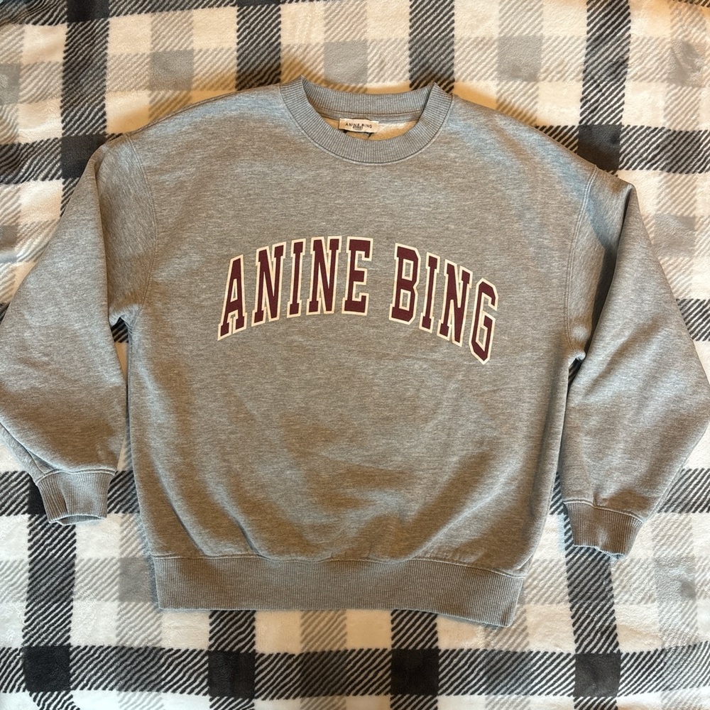 Anine Bing Gray Sweatshirt with Red Lettering